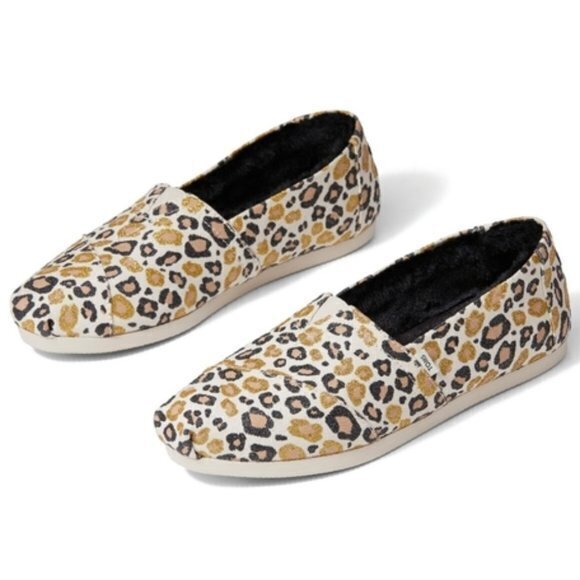 NEW TOMS Classic‎ Alpargata Gold Glitter Cheetah - Picture 1 of 5